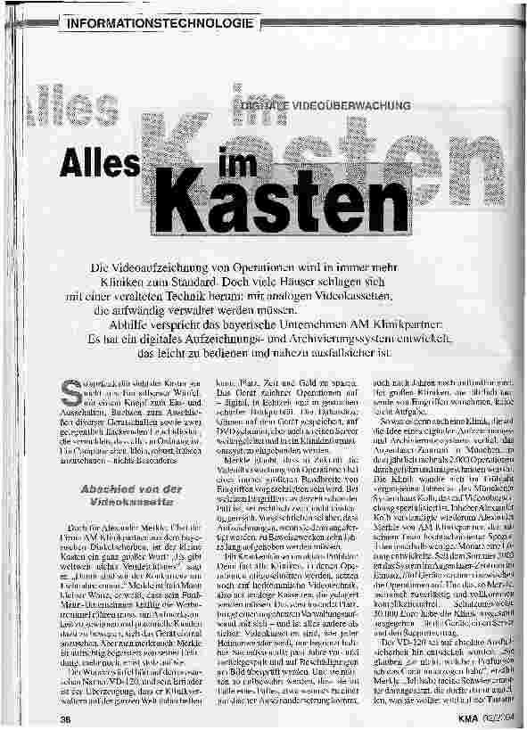 Vorschauseite 1: Alles im Kasten Digitale Videoüberwachung