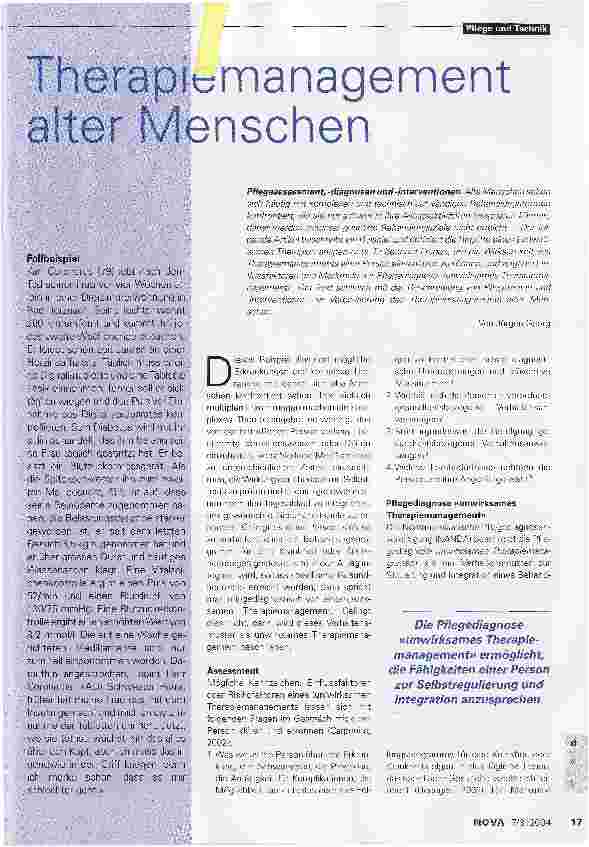 Vorschauseite 1: Therapiemanagement alter Menschen