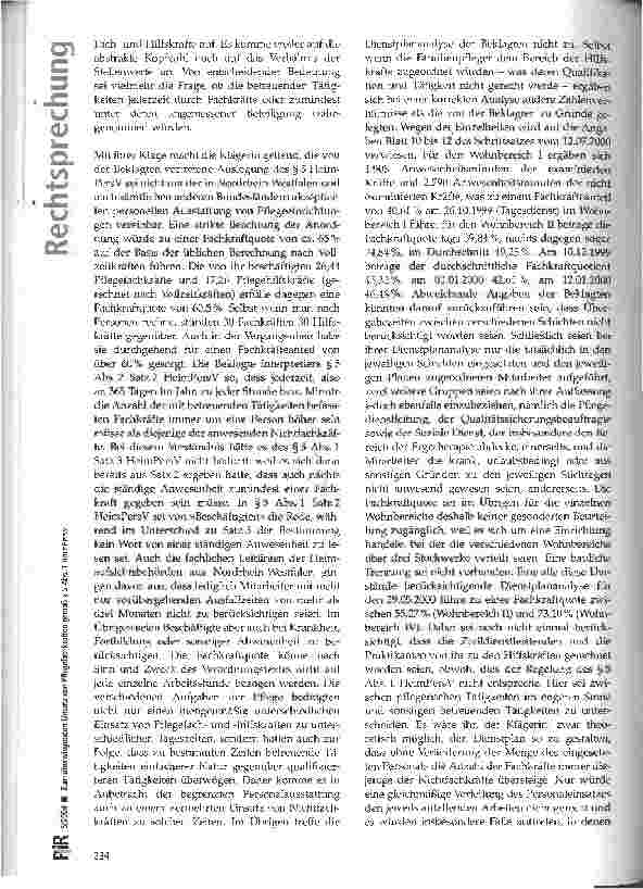 Vorschauseite 2: Zum überwiegenden Einsatz von Pflegefachkräften gemäß § 5 Abs. 1 HeimPersV