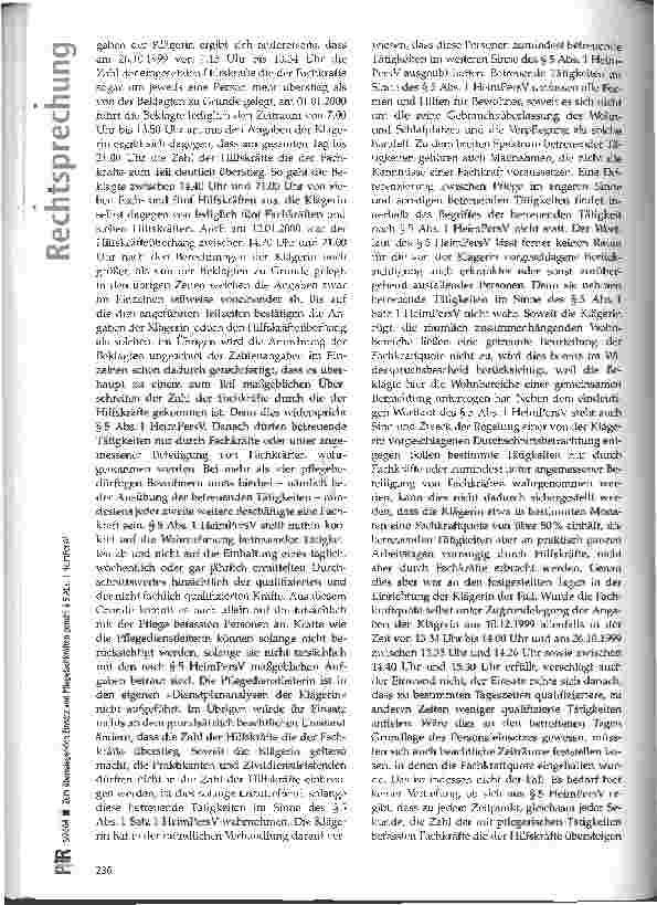 Vorschauseite 4: Zum überwiegenden Einsatz von Pflegefachkräften gemäß § 5 Abs. 1 HeimPersV