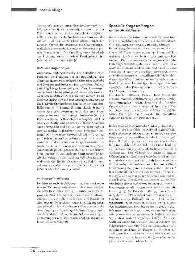Vorschauseite 3: Indikation: SelbstgefährdungFreiheitsbeschränkende Maßnahmen in der Anästhesieund Intensivpflege