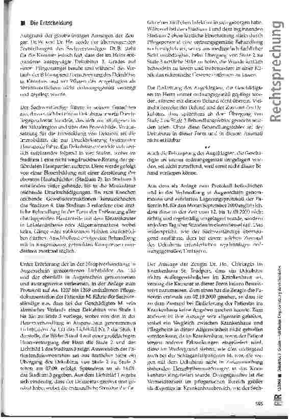 Vorschauseite 3: Dekubitus 3. Grades -Fahrlässige Körperverletzung durch Heim leiter