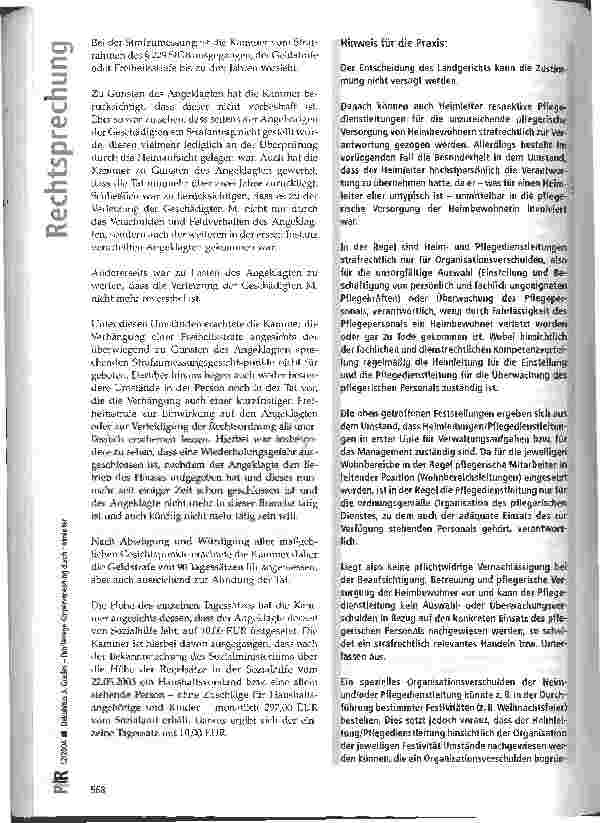 Vorschauseite 6: Dekubitus 3. Grades -Fahrlässige Körperverletzung durch Heim leiter