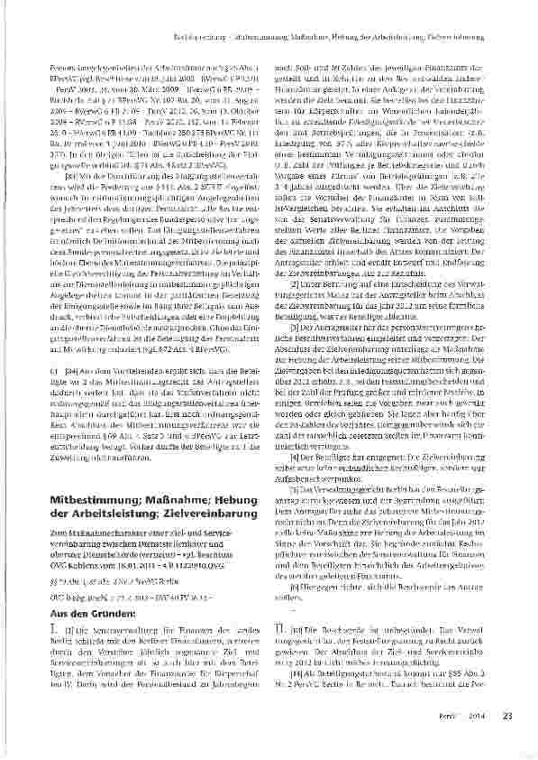 Vorschauseite 1: Mitbestimmung; Maßnahme; Hebung der Arbeitsleistung; Zielvereinbarung