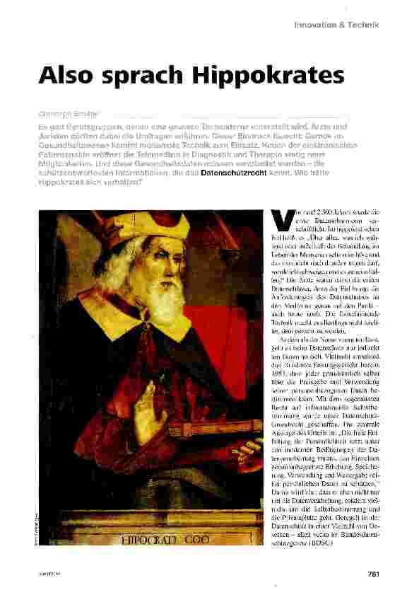 Vorschauseite 1: Also sprach Hippokrates