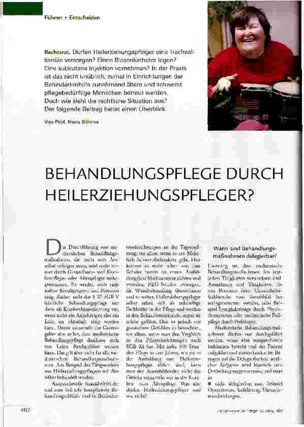 Vorschauseite 1: BEHANDLUNGSPFLEGE DURCH HEILERZIEHUNGSPFLEGER?