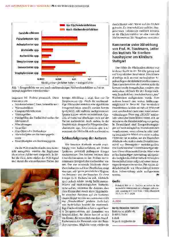 Vorschauseite 2: Umgebungshygiene auf der Neugeborenenstation: Welche Rolle spielt die routinemäßige Flächendesinfektion?