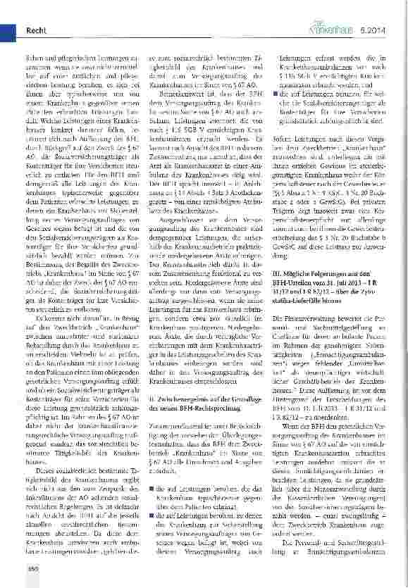 Vorschauseite 2: Die aktuelle BFH-Rechtsprechung zum Umfang des Krankenhaus-Zweckbetriebs („Zytostatika-Urteile vom 31. Juli 2013)