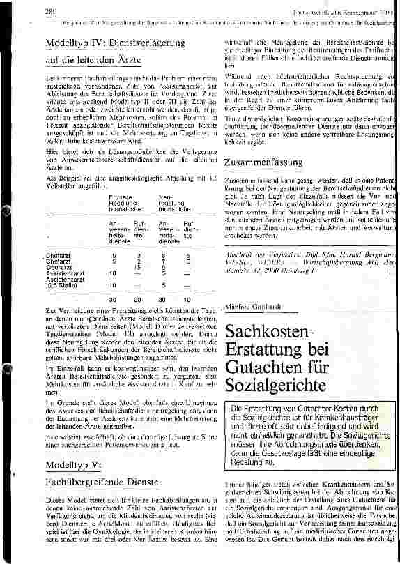 Vorschauseite 4: Zur Neugestaltung des Bereitschaftsdienstes im Krankenhaus