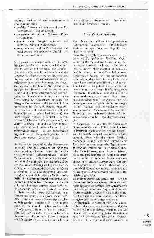 Vorschauseite 2: LEITSYMPTOM AKUTE BEWUßTSEINSSTÖRUNG