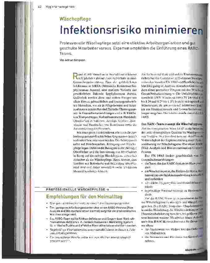 Vorschauseite 1: Infektionsrisiko minimieren