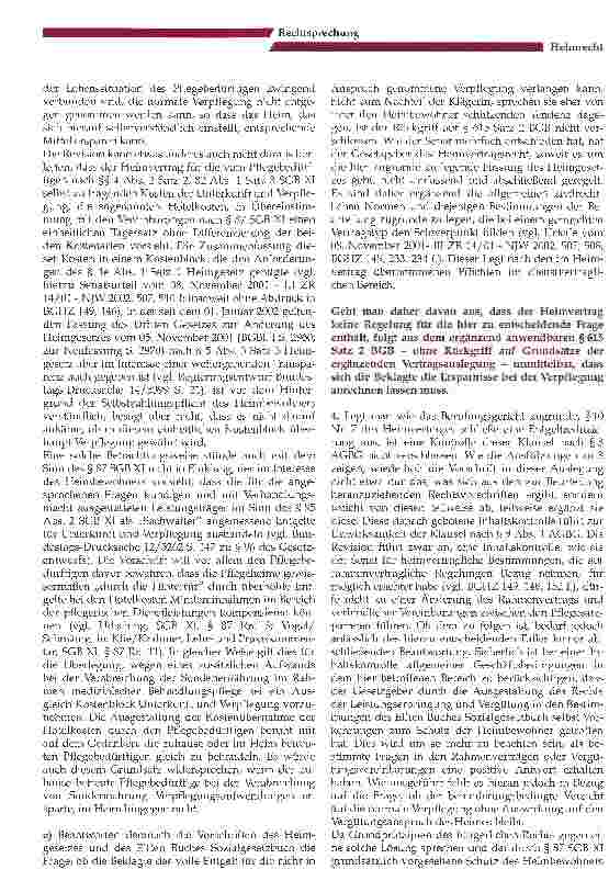 Vorschauseite 5: Zum Anspruch des Heimträgers auf Entgelt für Verpflegung bei Sondennahrung des Bewohners