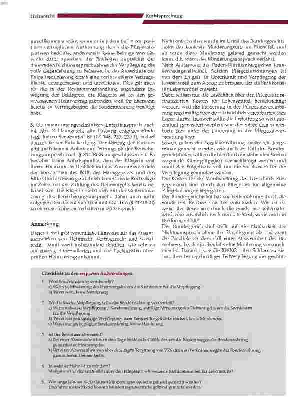 Vorschauseite 6: Zum Anspruch des Heimträgers auf Entgelt für Verpflegung bei Sondennahrung des Bewohners