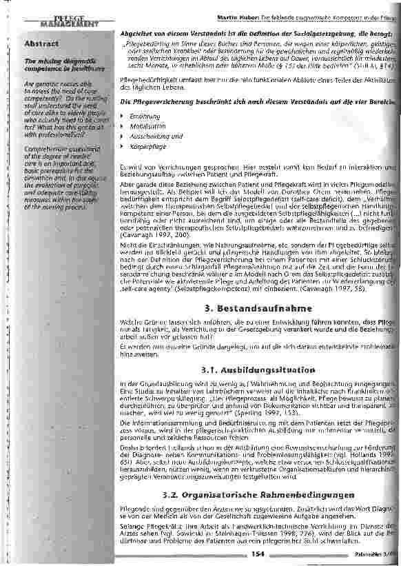 Vorschauseite 2: Die fehlende diagnostische Komptenz in der Pflege