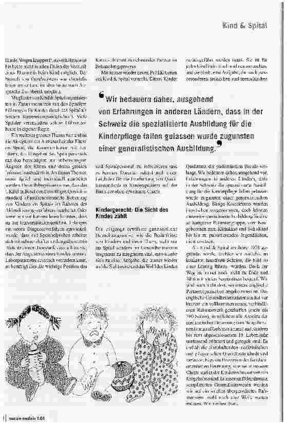 Vorschauseite 4: Kindergerechte Spitäler - Wunsch oder Wirklichkeit?
