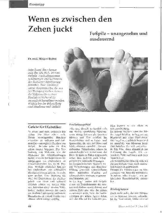 Vorschauseite 1: Wenn es zwischen den Zehen jucktFußpilz - unangenehm und ausdauernd