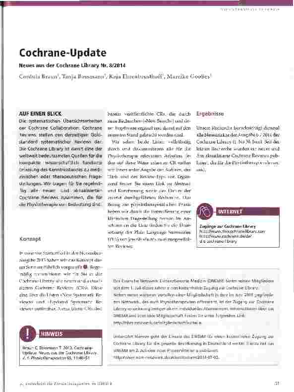 Vorschauseite 1: Cochrane-Update