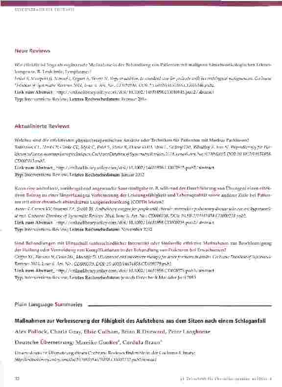 Vorschauseite 2: Cochrane-Update