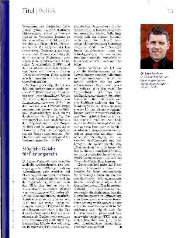 Vorschauseite 2: TTIP ist nichts für Krankenhäuser