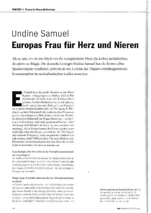 Vorschauseite 1: Undine Samuel Europas Frau für Herz und Nieren