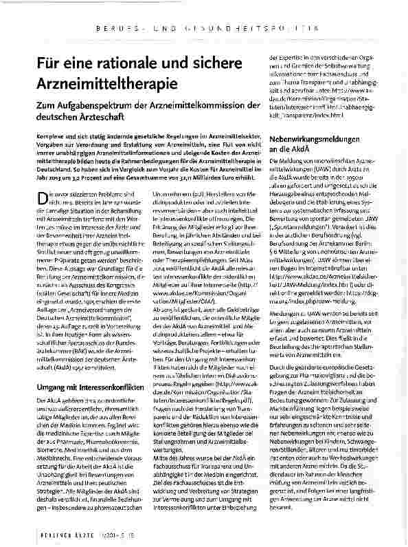 Vorschauseite 1: Für eine rationale und sichere Arzneimitteltherapie