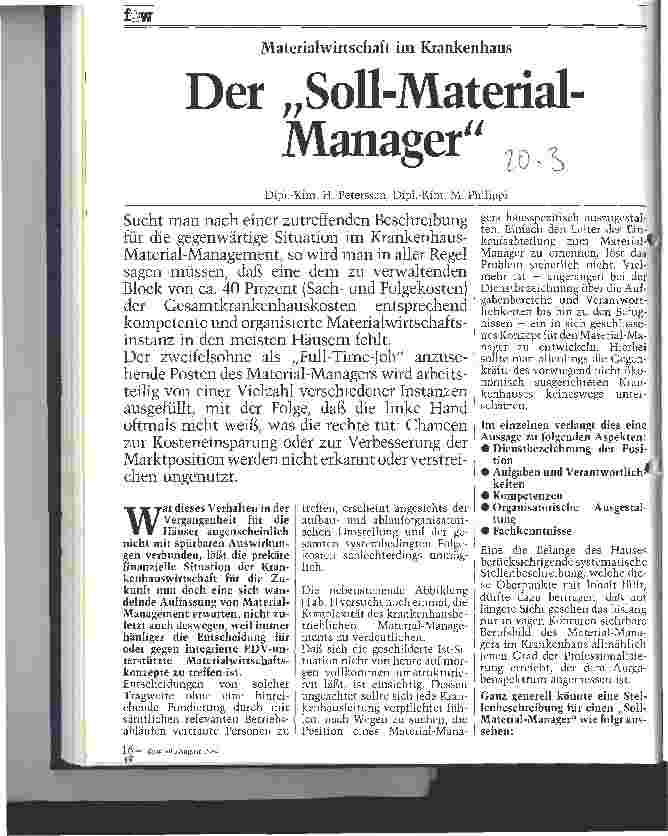 Vorschauseite 1: Der Soll-Material-Manager Materialwirtschaft im Krankenhaus