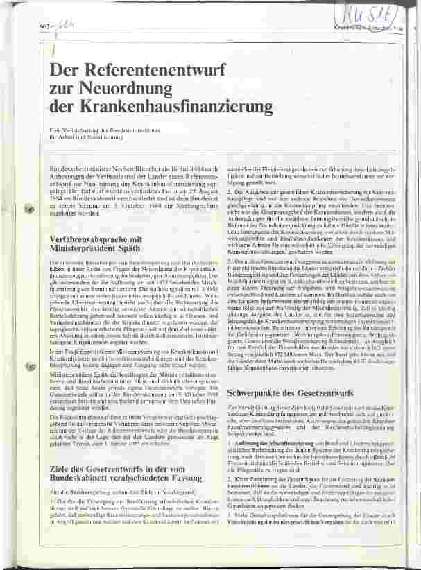 Vorschauseite 1: Der Referentenentwurf zur Neuordnung der Krankenhausfinanzierung