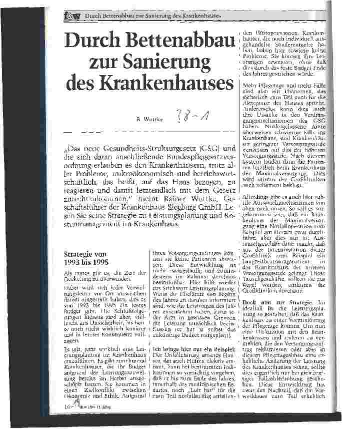 Vorschauseite 1: Durch Bettenabbau zur Sanierung des Krankenhauses