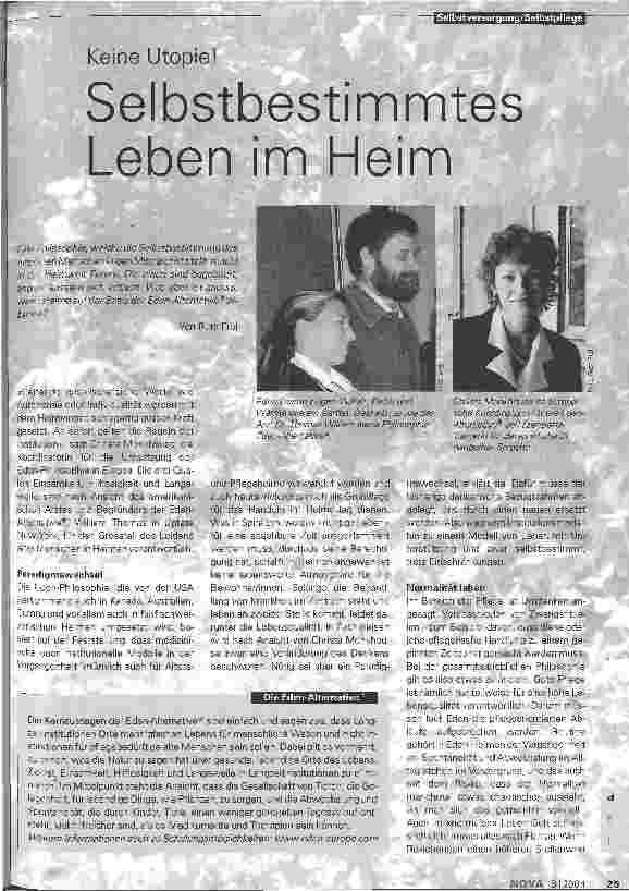 Vorschauseite 1: Selbstbestimmtes Leben im Heim
