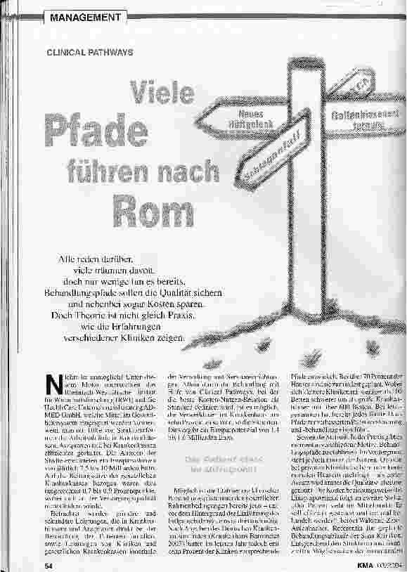 Vorschauseite 1: Clinical Pathways: Viele Pfade führen nach Rom