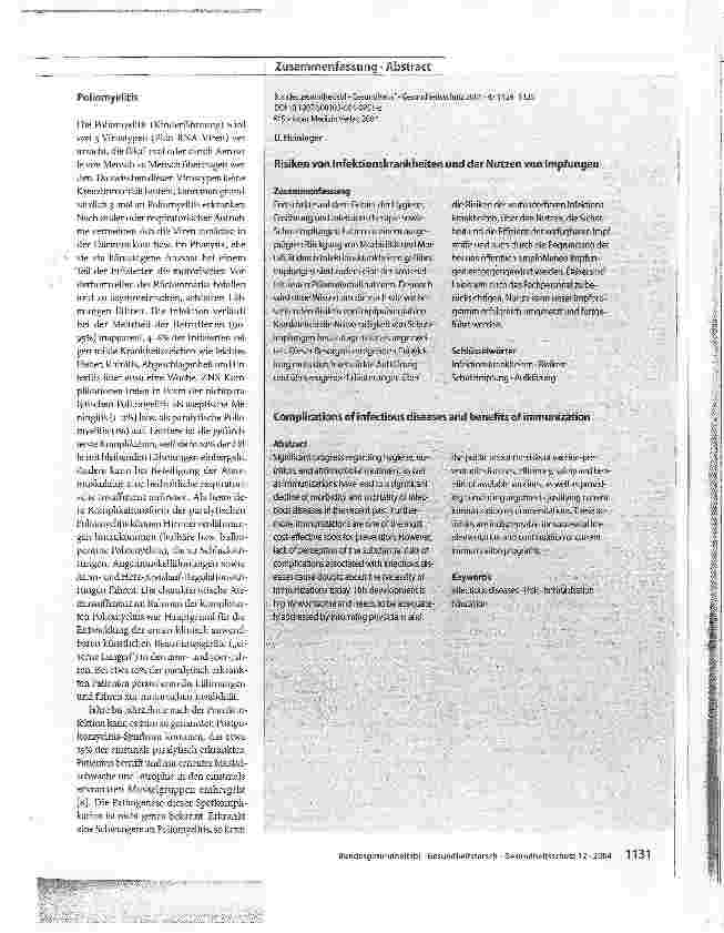 Vorschauseite 3: Risiken von Infektionskrankheiten und der Nutzen von Impfungen