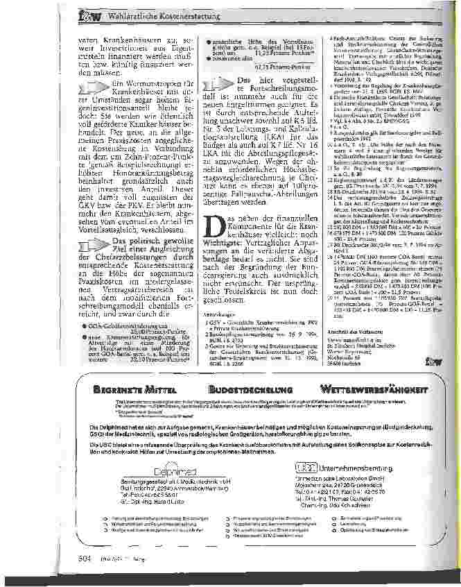 Vorschauseite 5: Wahlärztliche Kostenerstattung GSG-Konflikt durch die BPflV 95 gelöst Fortschreibungsstatt Gleichschaltungsmodell