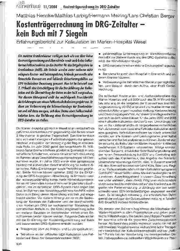 Vorschauseite 1: Kostenträgerrechnung im DRG-Zeitalter -ein Buch mit 7 Siegeln