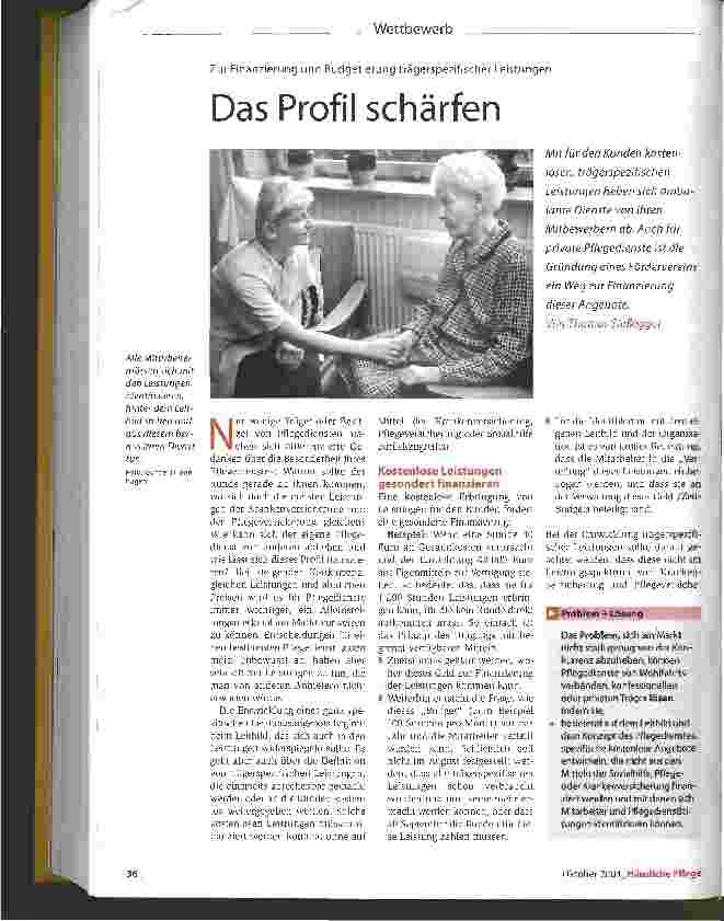 Vorschauseite 1: Das Profil schärfenZur Finanzierung und Budgetierung trägerspezifischer Leistungen
