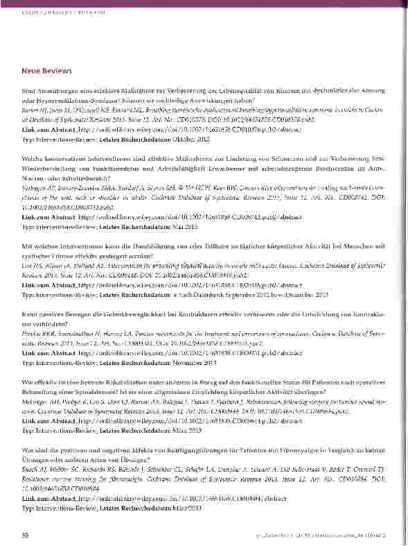 Vorschauseite 2: Cochrane-UpdateNeues aus der Cochrane Library im Dezember und Januar