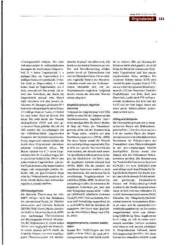 Vorschauseite 3: Deutsche Übersetzung und Adaptation der «Uncertainty Stress Scale High Risk Pregnancy Version III» (USS-HRPV) für hospitalisierte Frauen mit Risikoschwangerschaft