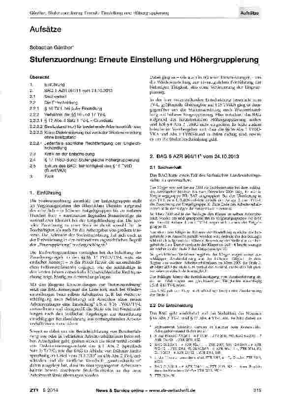 Vorschauseite 1: Stufenzuordnung: Erneute Einstellung und Höhergruppierung