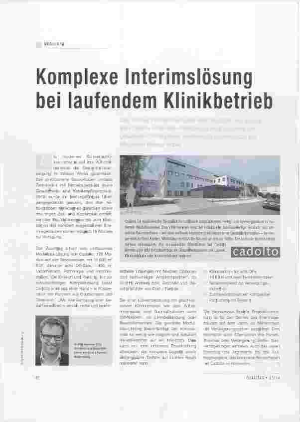 Vorschauseite 1: Komplexe Interimslösung bei laufendem Klinikbetrieb