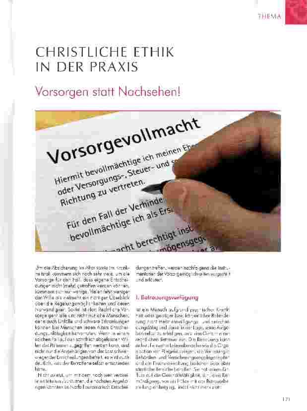 Vorschauseite 1: CHRISTLICHE ETHIK IN DER PRAXIS