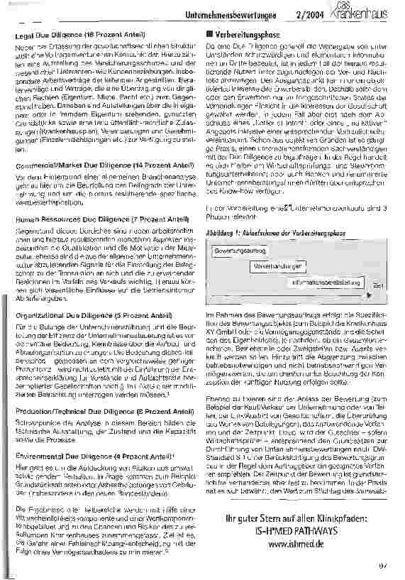 Vorschauseite 2: Due Diligence und Unternehmensbewertungen von Krankenhäusern Ein Leitfaden für die Praxis