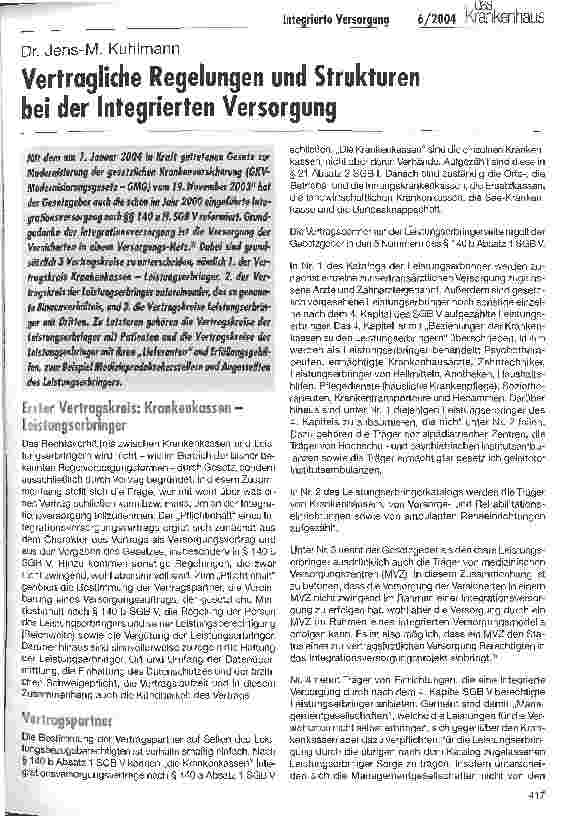 Vorschauseite 1: Vertragliche Regelungen und Strukturen bei der Integrierten Versorgung
