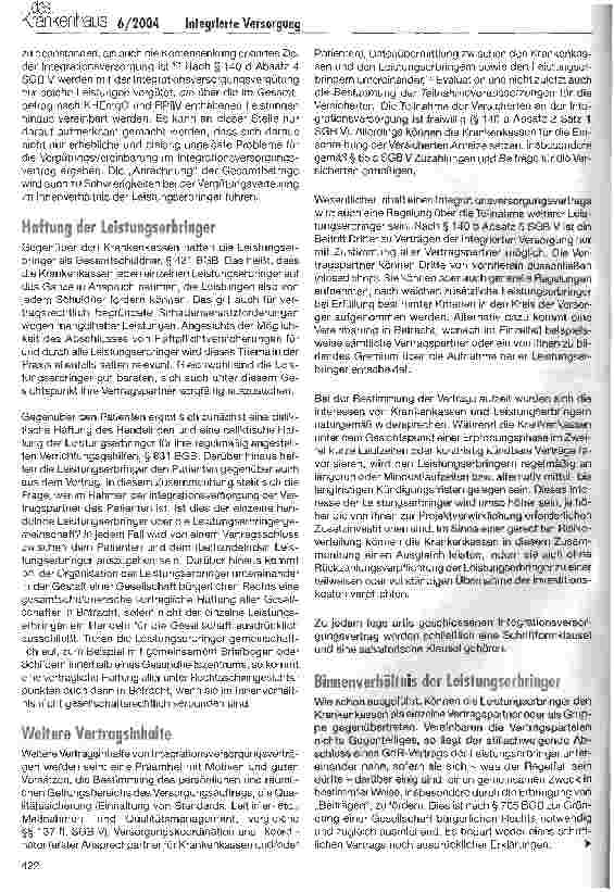 Vorschauseite 6: Vertragliche Regelungen und Strukturen bei der Integrierten Versorgung