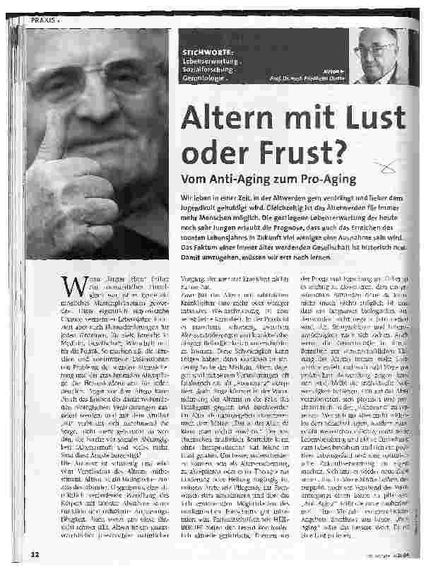 Vorschauseite 1: Altern mit Lust oder Frust? Vom Anti-Aging zum Pro-Aging