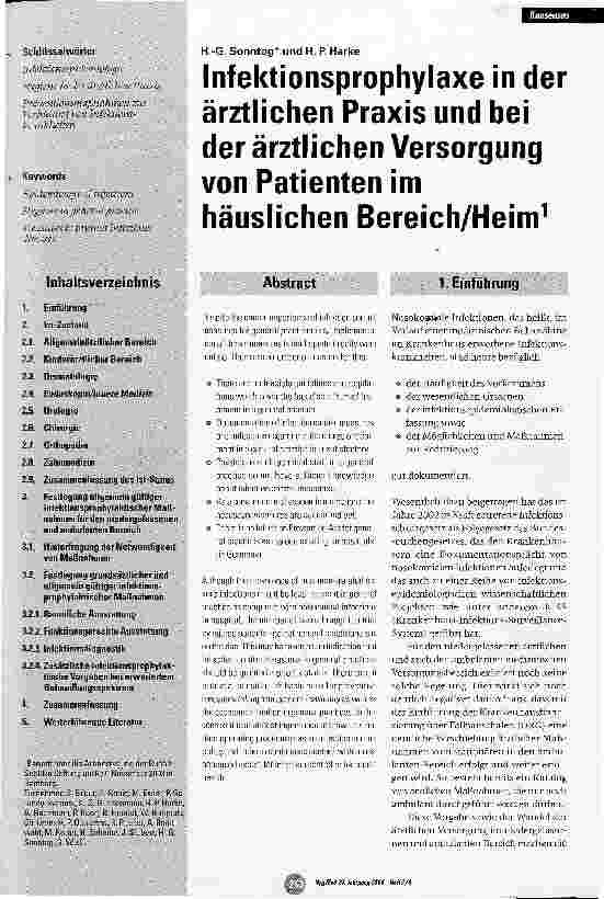 Vorschauseite 1: Infektionsprophylaxe in der ärztlichen Praxis und bei der ärztlichen Versorgung von Patienten im häuslichen Bereich/Heim