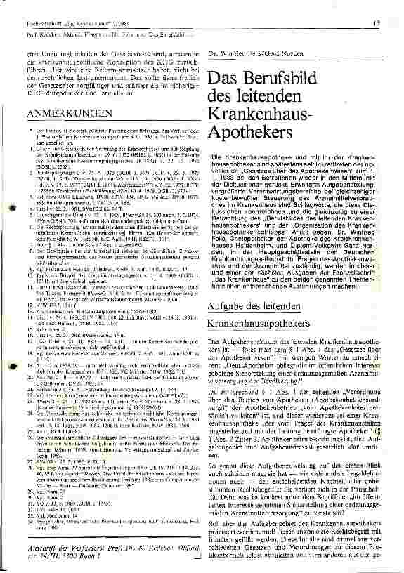 Vorschauseite 1: Das Berufsbild des leitenden Krankenhausapothekers