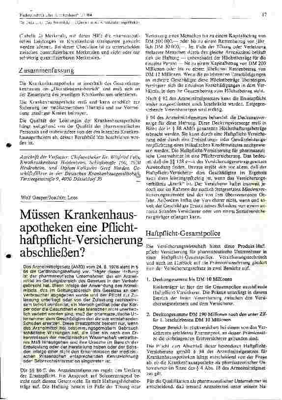 Vorschauseite 5: Das Berufsbild des leitenden Krankenhausapothekers