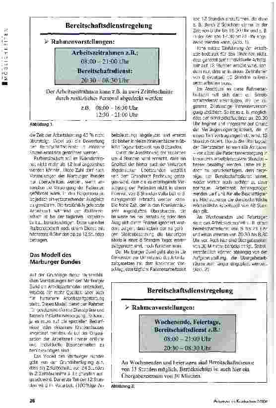 Vorschauseite 2: Humanere ArbeitszeitgestaltungBereitschaftsdienst-Organisation aus der Sicht des Marburger Bundes
