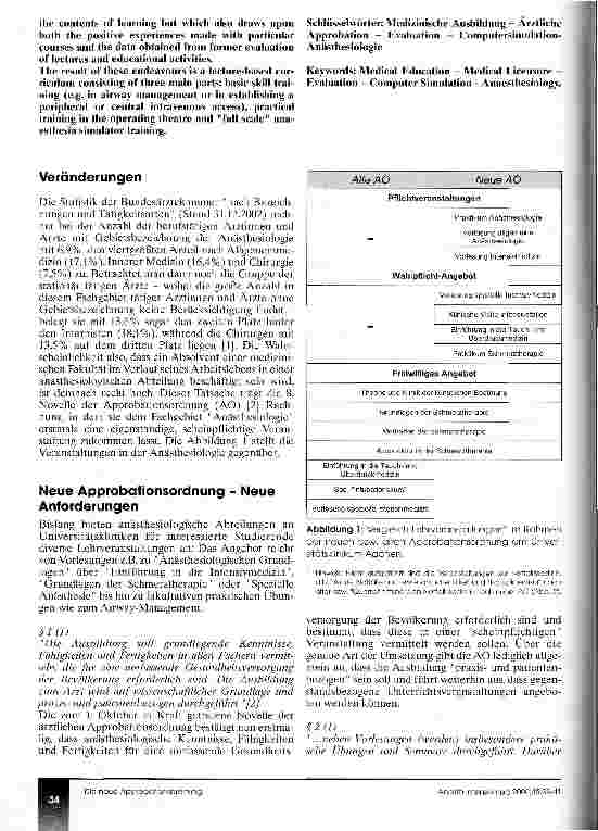 Vorschauseite 2: Die Anästhesiologie als scheinpflichtiges Fach in der neuen Approbationsordnung