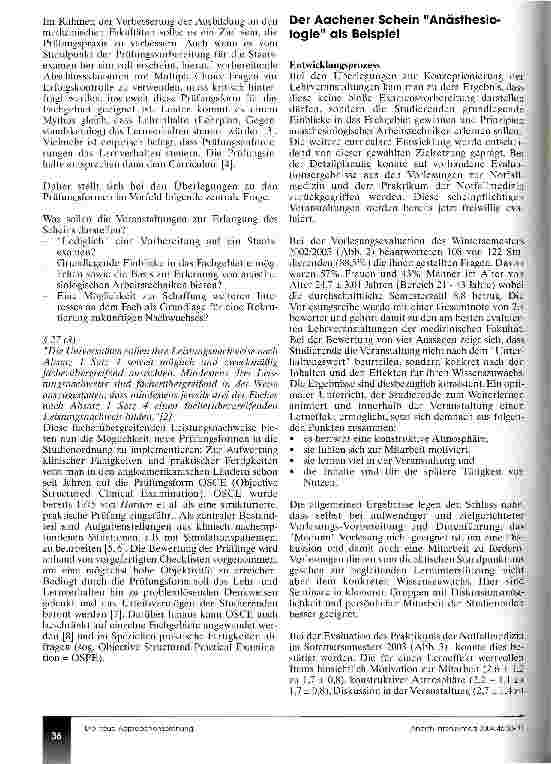 Vorschauseite 4: Die Anästhesiologie als scheinpflichtiges Fach in der neuen Approbationsordnung