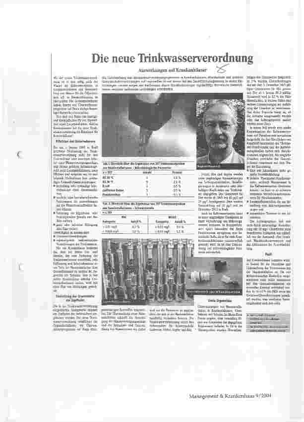 Vorschauseite 1: Die neue TrinkwasserverordnungAuswirkungen auf Krankenhäuser